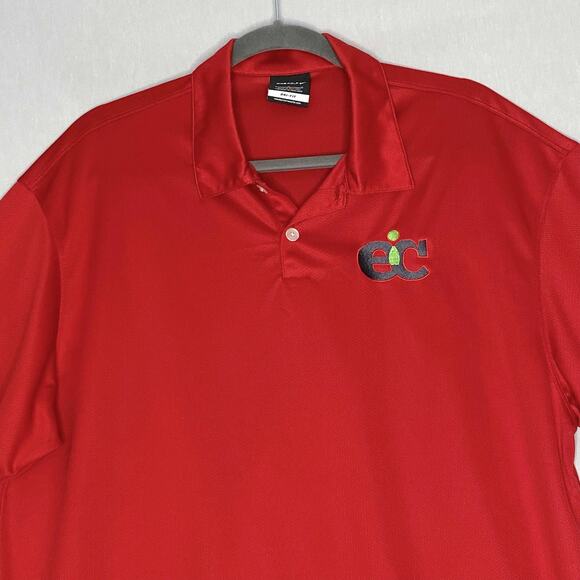 Nike Gold Mens Polo Shirt Large Very Red Company Logo White Swoosh Logo - Picture 2 of 8